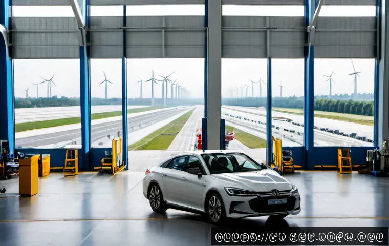 독일의 경제 구조 - Photorealistic wide-angle view of Germany’s diversified economy: an advanced automobile assembly lin...